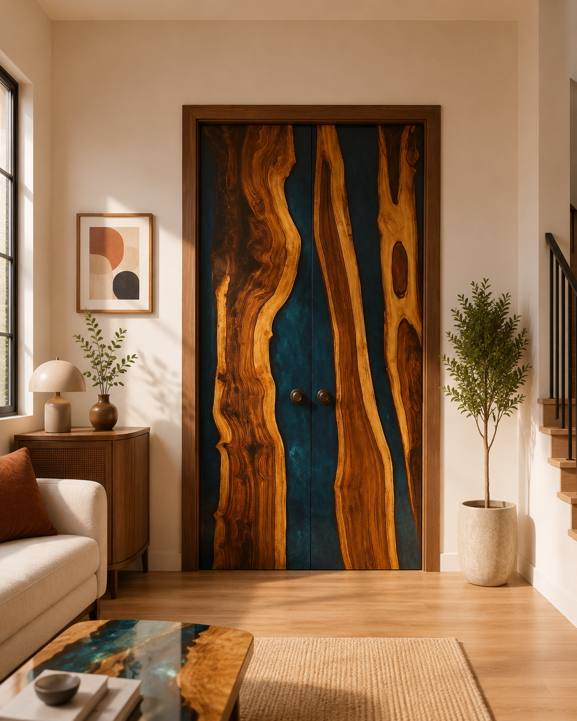 Decorative custom wooden door panel and interior woodwork in Lucknow