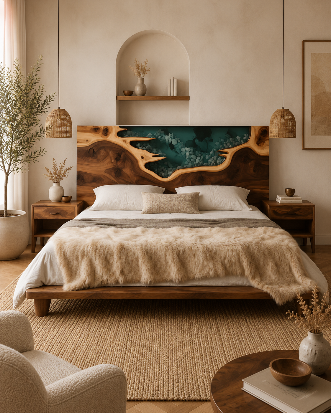 Luxury bedroom furniture and custom bed design in Lucknow by Luxerwood