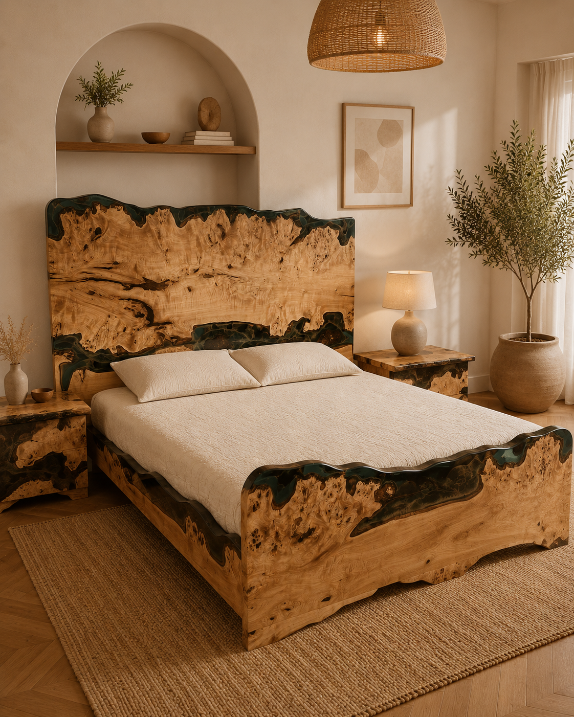 Luxury custom upholstered bed and bedroom furniture in Lucknow
