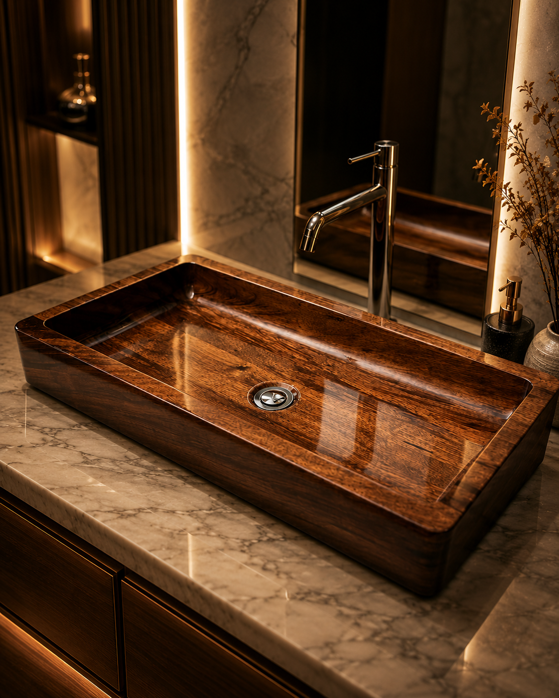 Luxury custom wooden vanity and wash basin furniture in Lucknow
